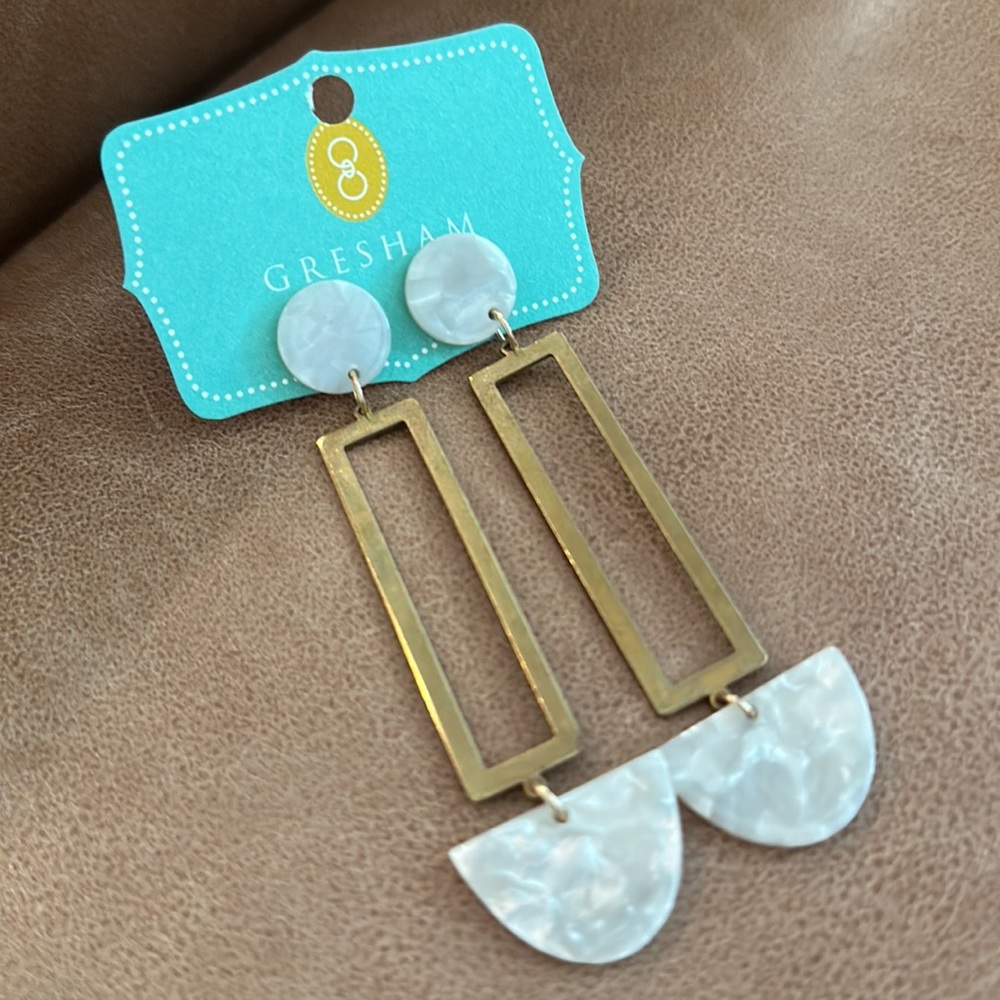 Gold + White Dangle Earrings